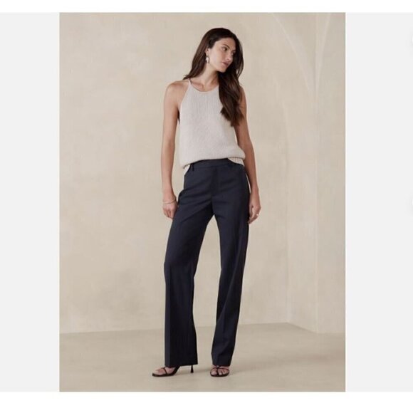 Banana Republic Siena Straight Navy Blue Italian Wool Pants 4 LONG RT$170 NWT - Picture 4 of 12